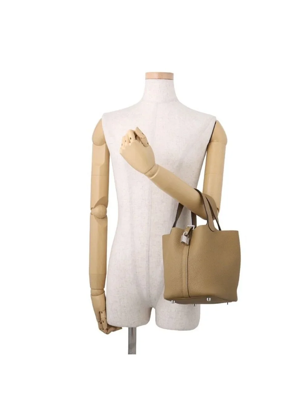 Hermes Handbag Picotin Lock PM Dune Silver Taurillon Clemence Tote